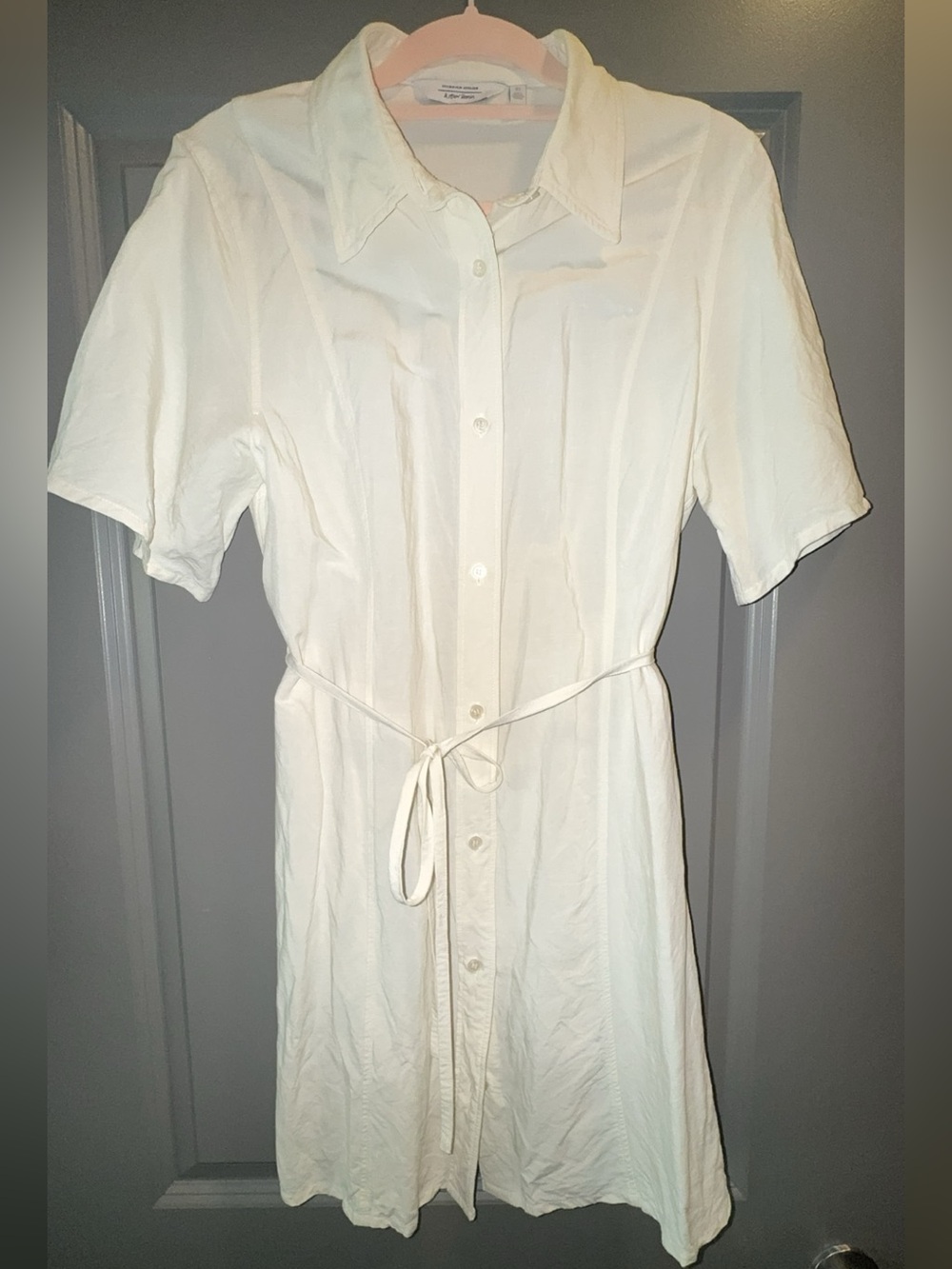 Stockholm Atelier Linen Cream Button Down Dress